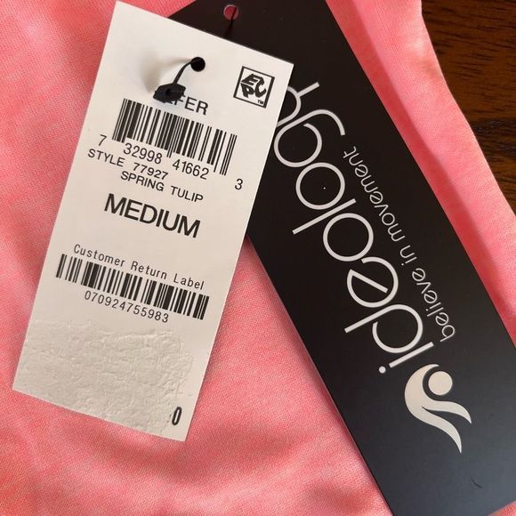 Ideology Women’s Heathered Keyhole-Back Tank Top Spring Tulip Medium - Picture 5 of 5